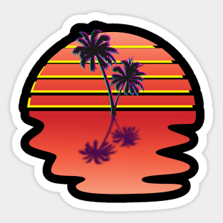 Dream Synthwave Inspired Palm Tree Sunset Design Sticker